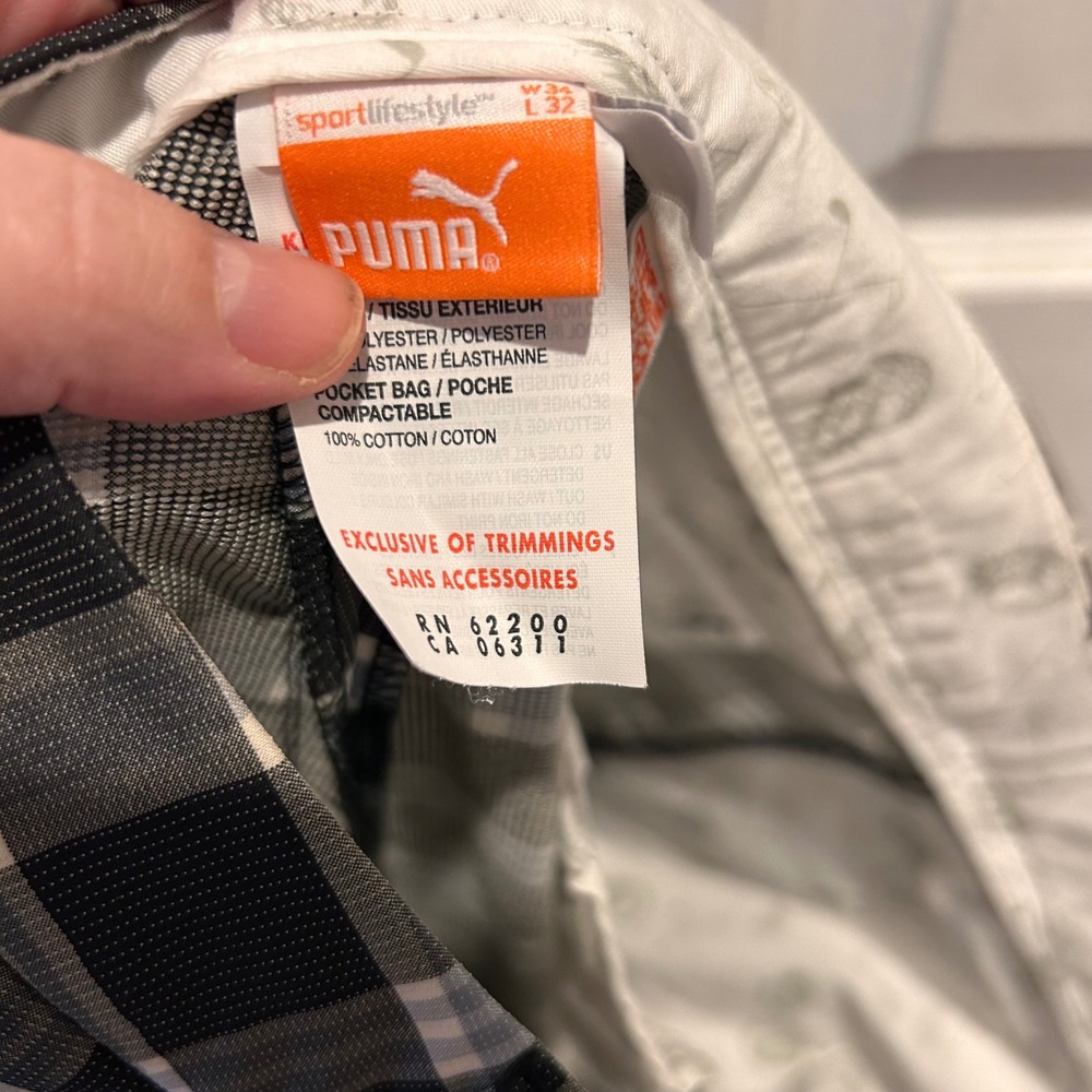 Puma Drycell‎ Mens Plaid Tech Performance Golf Pants Size 34x32 Black White Blue - Picture 8 of 9